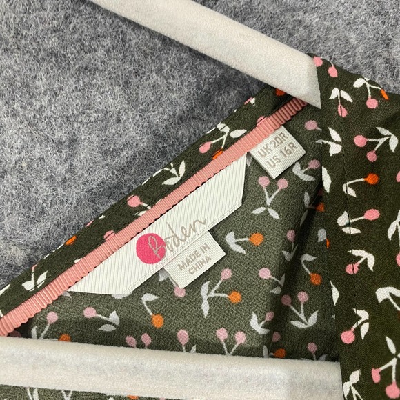 Boden Mini Dress 16 Green Floral Cynthia Ruffled A-Line Belted Plus Size - Picture 7 of 13